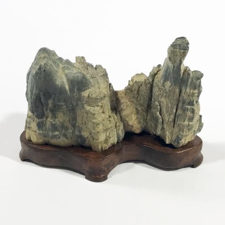 ancient Japanese suiseki with daiza details