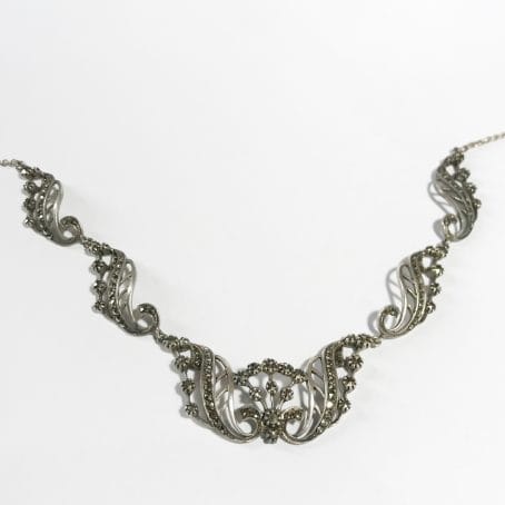 collana art deco irlandese in argento sterling e marcasite dettagli