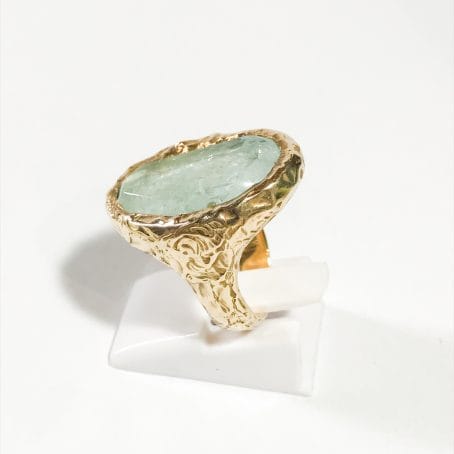vintage silver ring with aquamarine details