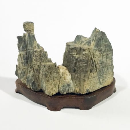 ancient Japanese suiseki with daiza details