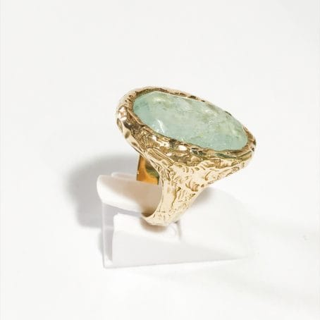 vintage silver ring with aquamarine details