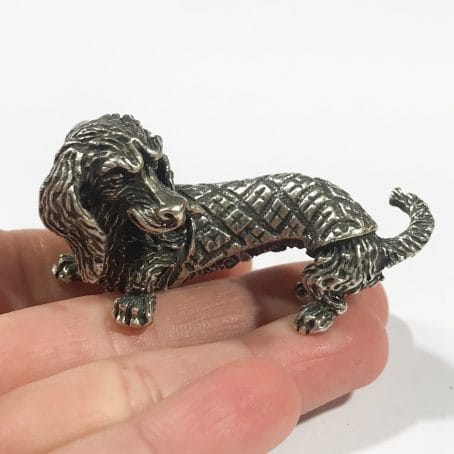 miniatura argento massiccio Italiana cane bassotto dettagli