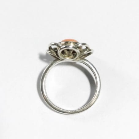 vintage silver ring with natural coral details