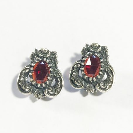 antique Austrian 835 silver earrings with garnetsY