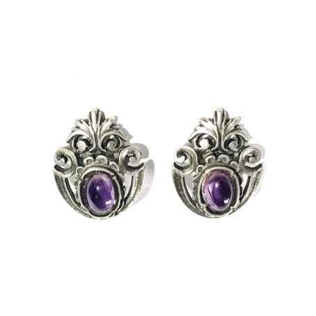 antique silver earrings with amethyst