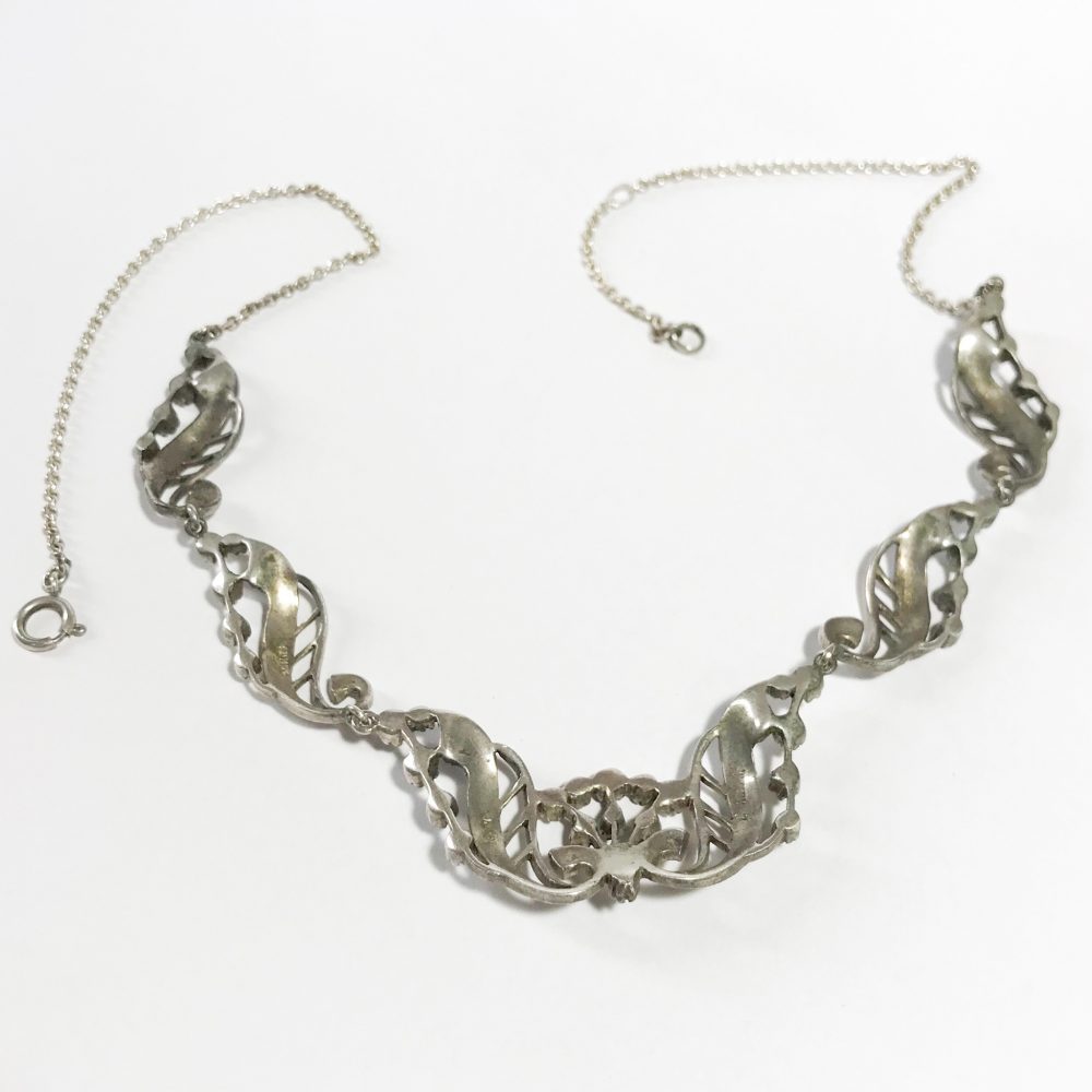 Irish art deco necklace in sterling silver and marcasite