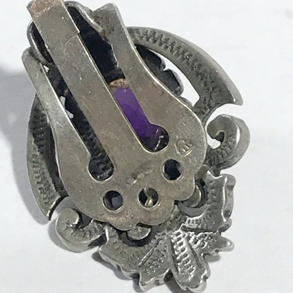 orecchini liberty in argento con ametista dettagli