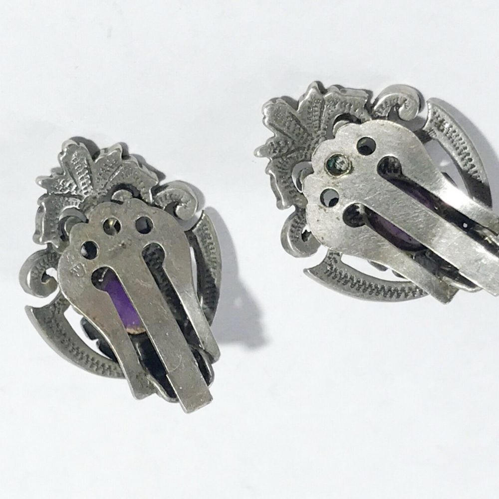orecchini liberty in argento con ametista dettagli