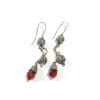 Indian silver pendant earrings with carnelian