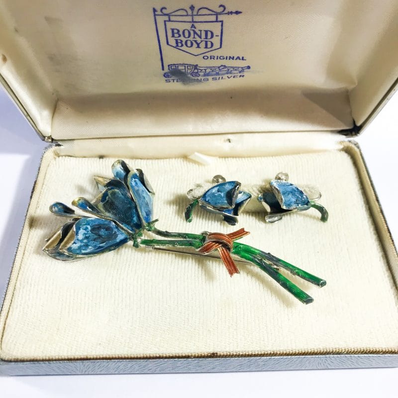 Bond boyd brooch and earrings set