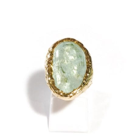 retro ring in gilded silver with large aquamarine