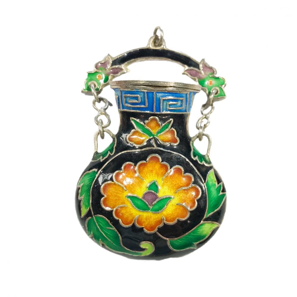 snuff bottle chinese vintage pendant with enamels