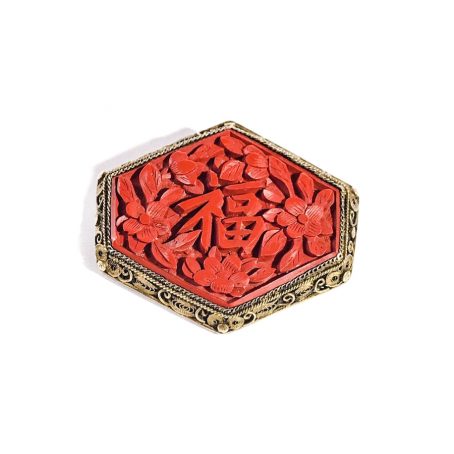 brooch years 40 Chinese in lacquer and silver filigree