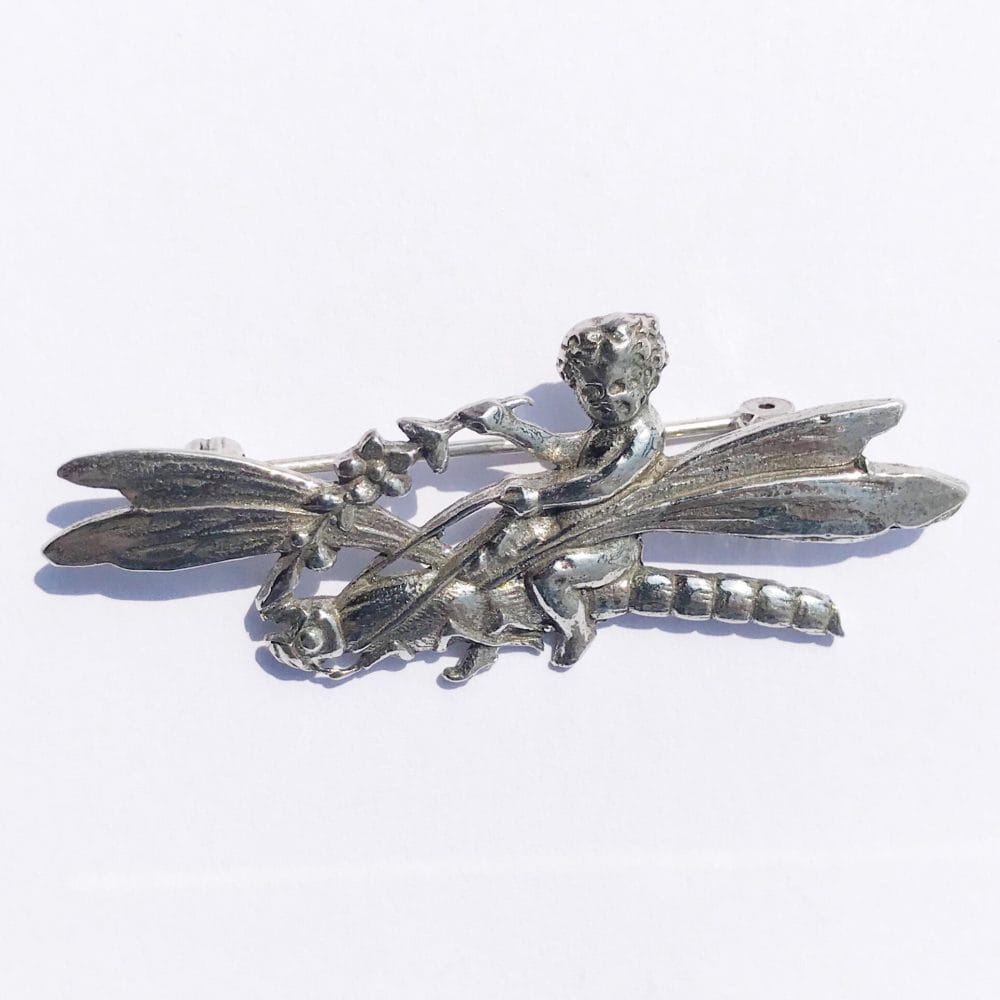 brooch signed Shiné in silver 925 dragonfly details