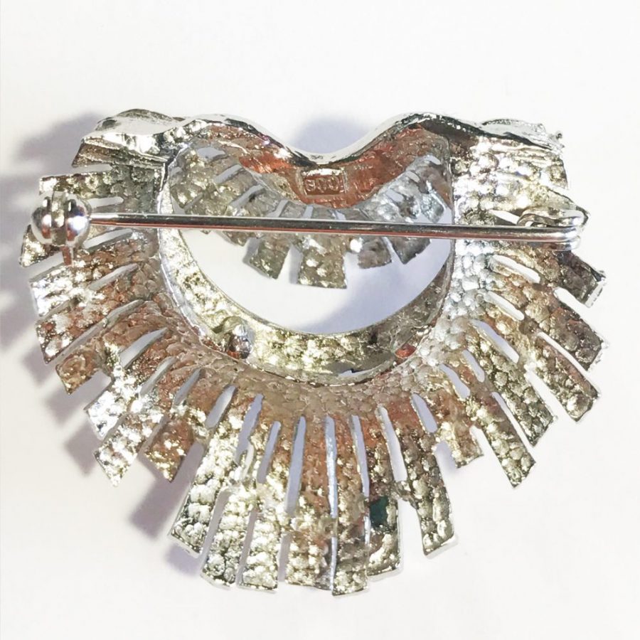 spilla vintage piume nativi americani in argento e smalti dettagli