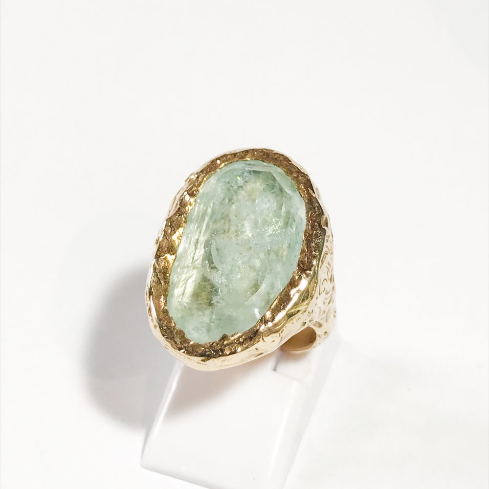 vintage silver ring with aquamarine
