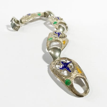 Italian modernist bracelet in silver and enamels details