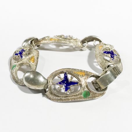 Italian modernist bracelet silver and enamel