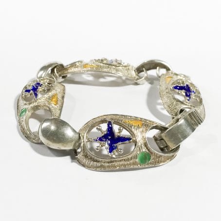 Italian modernist bracelet silver and enamel