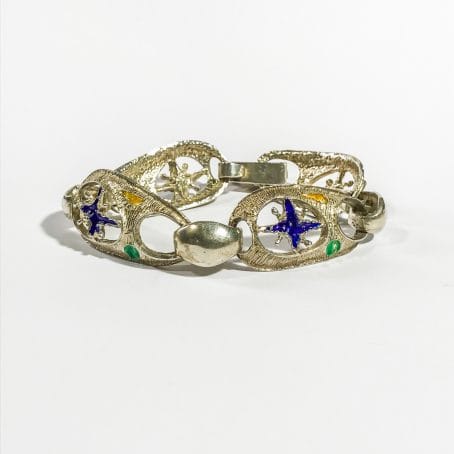 vintage silver and enamel bracelet