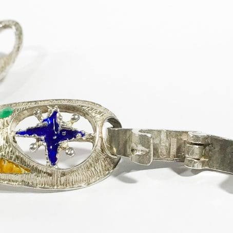 Italian modernist bracelet in silver and enamels details