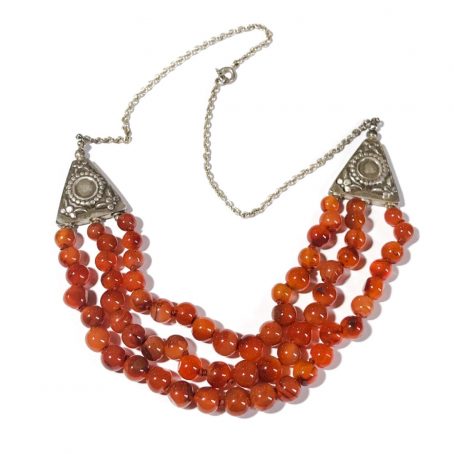 vintage silver and agate ethnic necklace