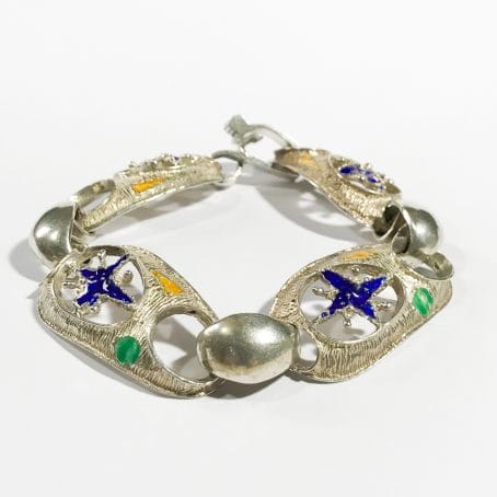 Italian modernist bracelet in silver and enamels details