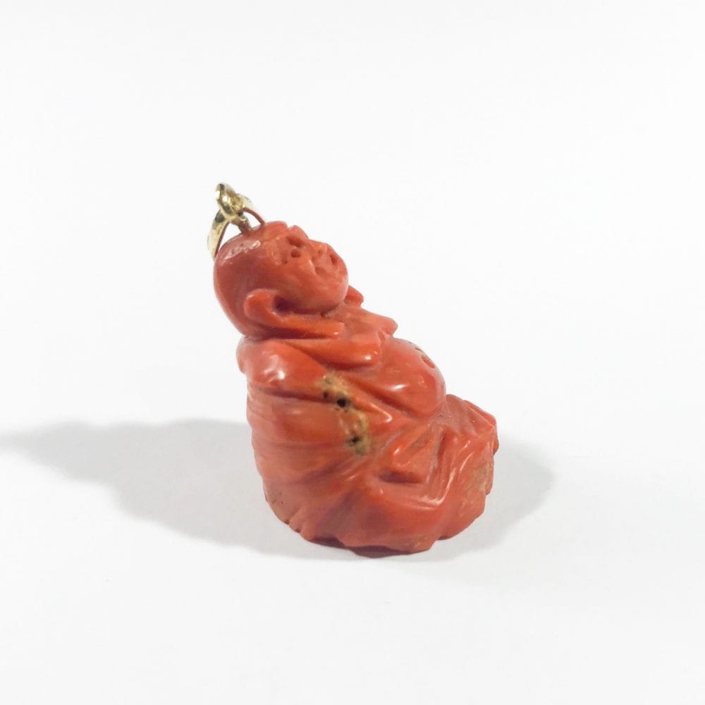 antique coral Buddha pendant