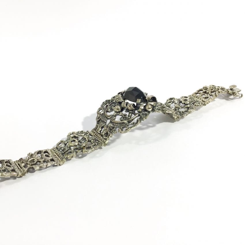 antique silver bracelet with garnet