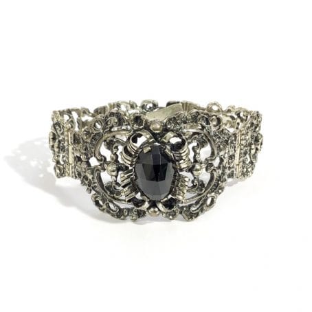 art deco silver bracelet with garnet