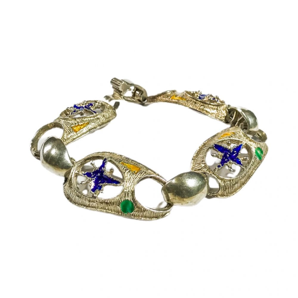 bracciale modernista italiano in argento e smalti