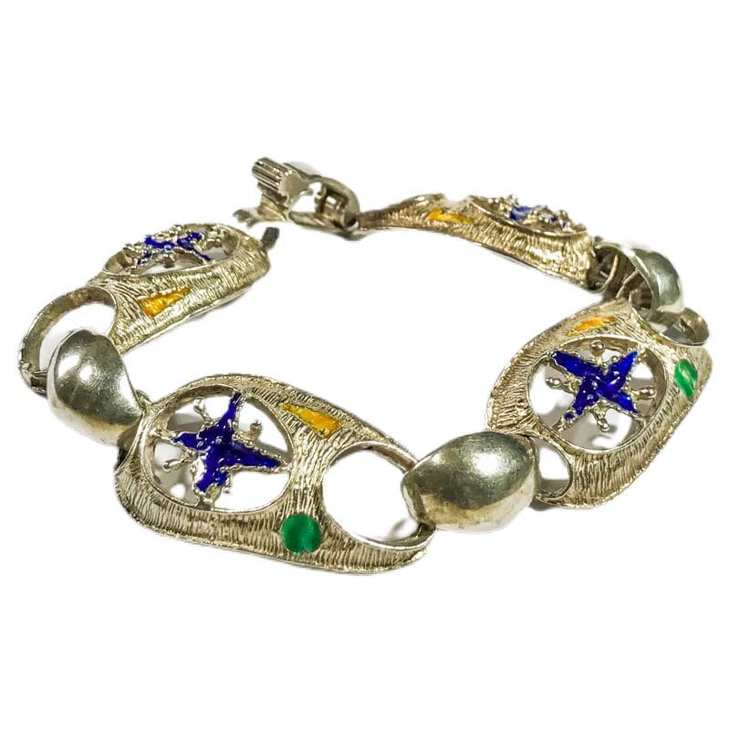 bracciale modernista italiano in argento e smalti