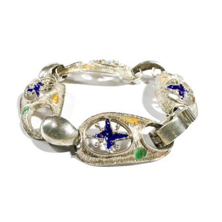 Italian modernist bracelet in silver and enamel
