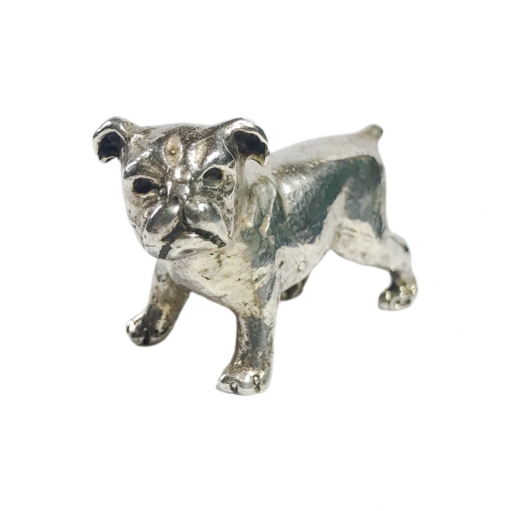 miniatura vintage in argento italiana cane bulldog