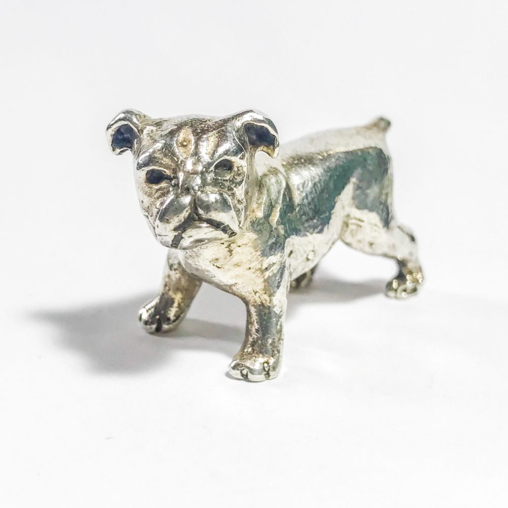 vintage miniature in silver italian bulldog dog