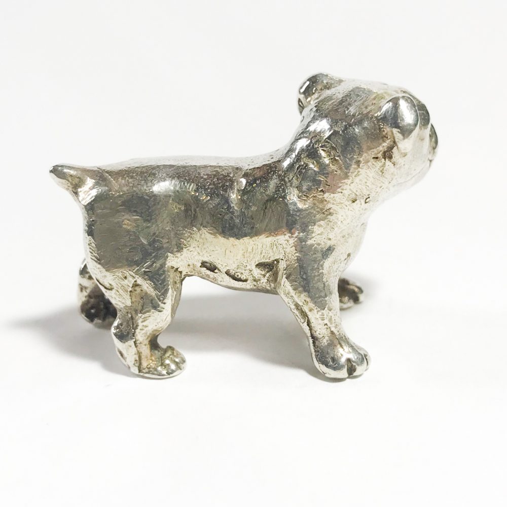 miniatura vintage in argento italiana cane bulldog dettagli