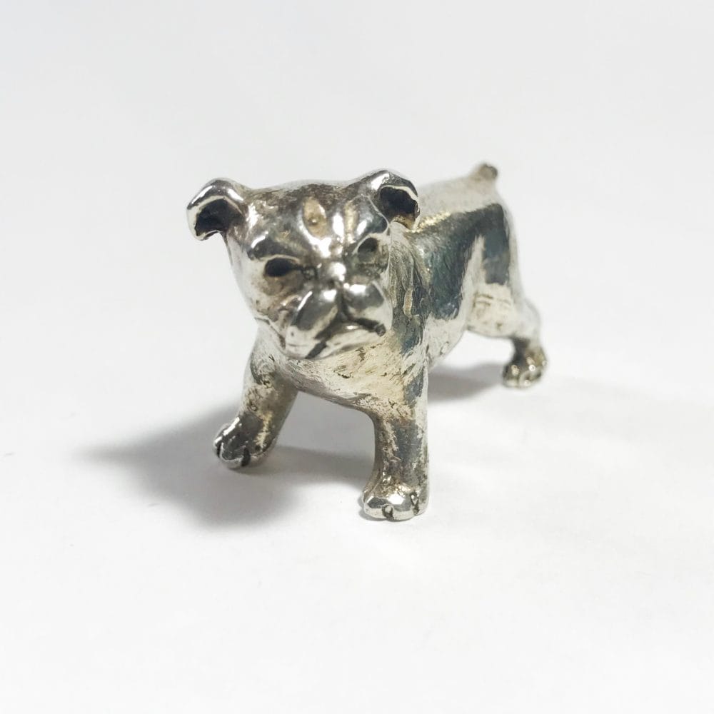 vintage silver italian miniature bulldog dog