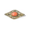 1920s brooch in silver filigree with coral