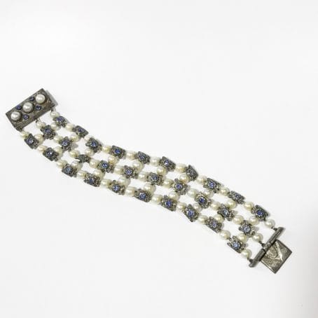 bracciale liberty in argento con perle e zaffiri