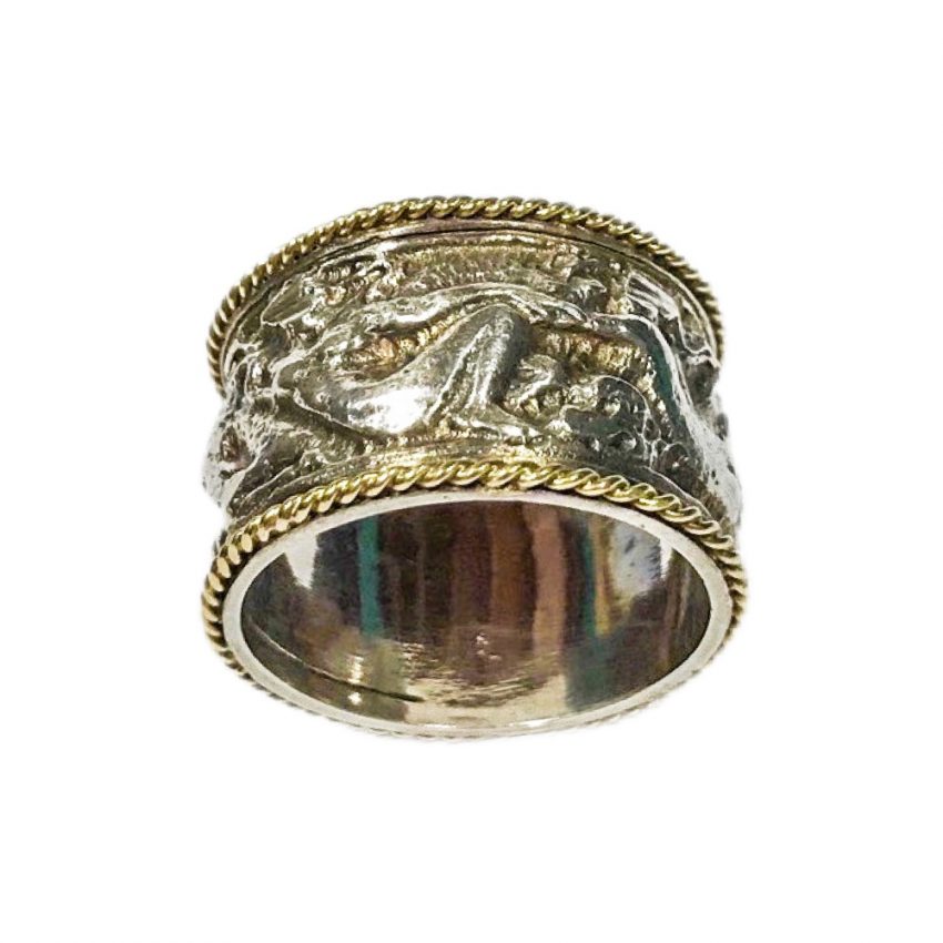 anello fascia bassorilievi in argento
