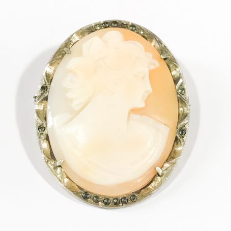 art deco brooch with cameo