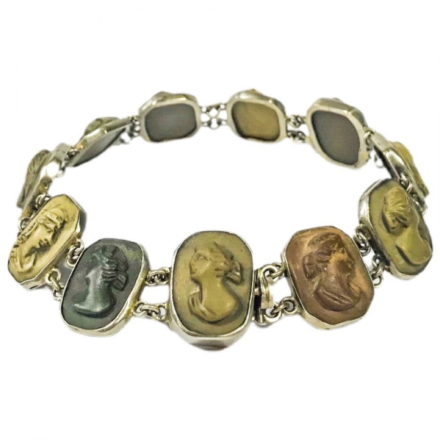 bracciale art deco con cammei in pietra lavica