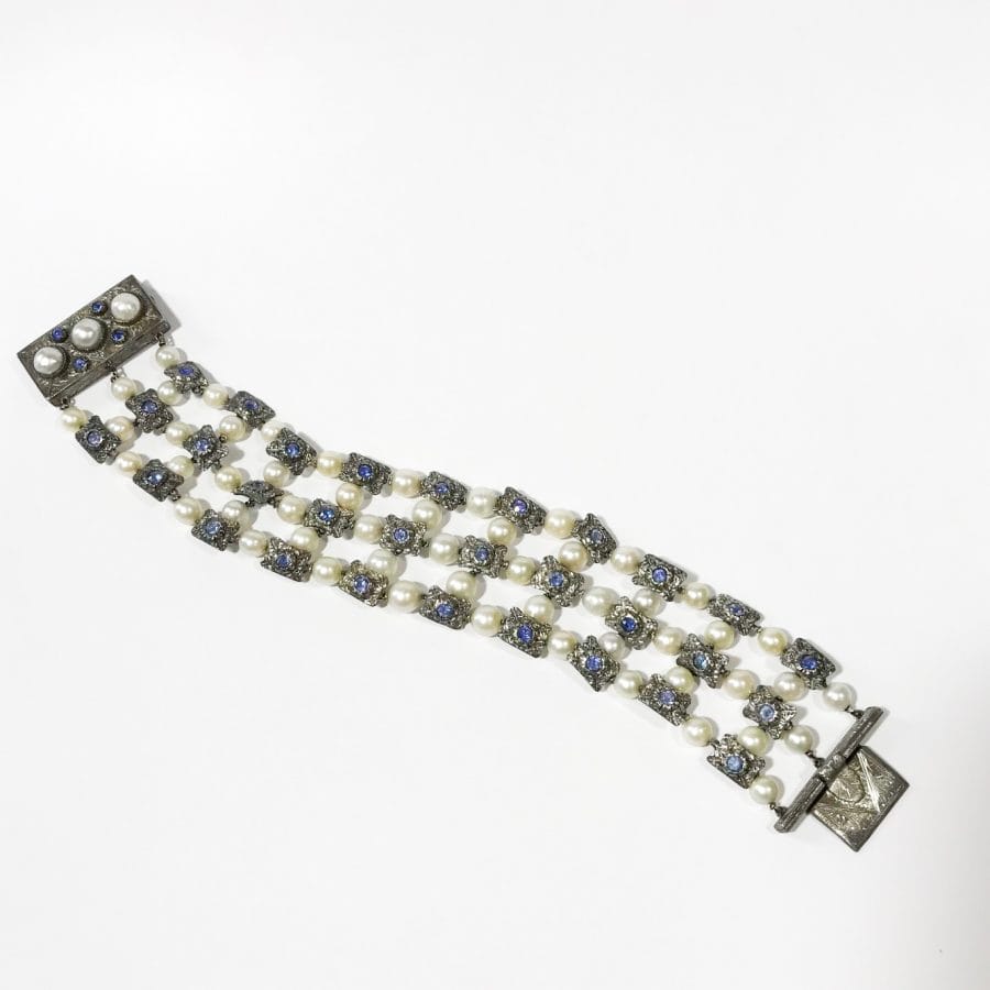 liberty silver bracelet with pearls and sapphires