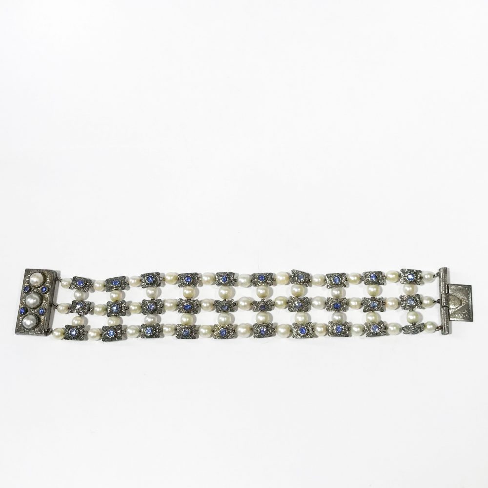 bracciale liberty in argento con perle e zaffiri