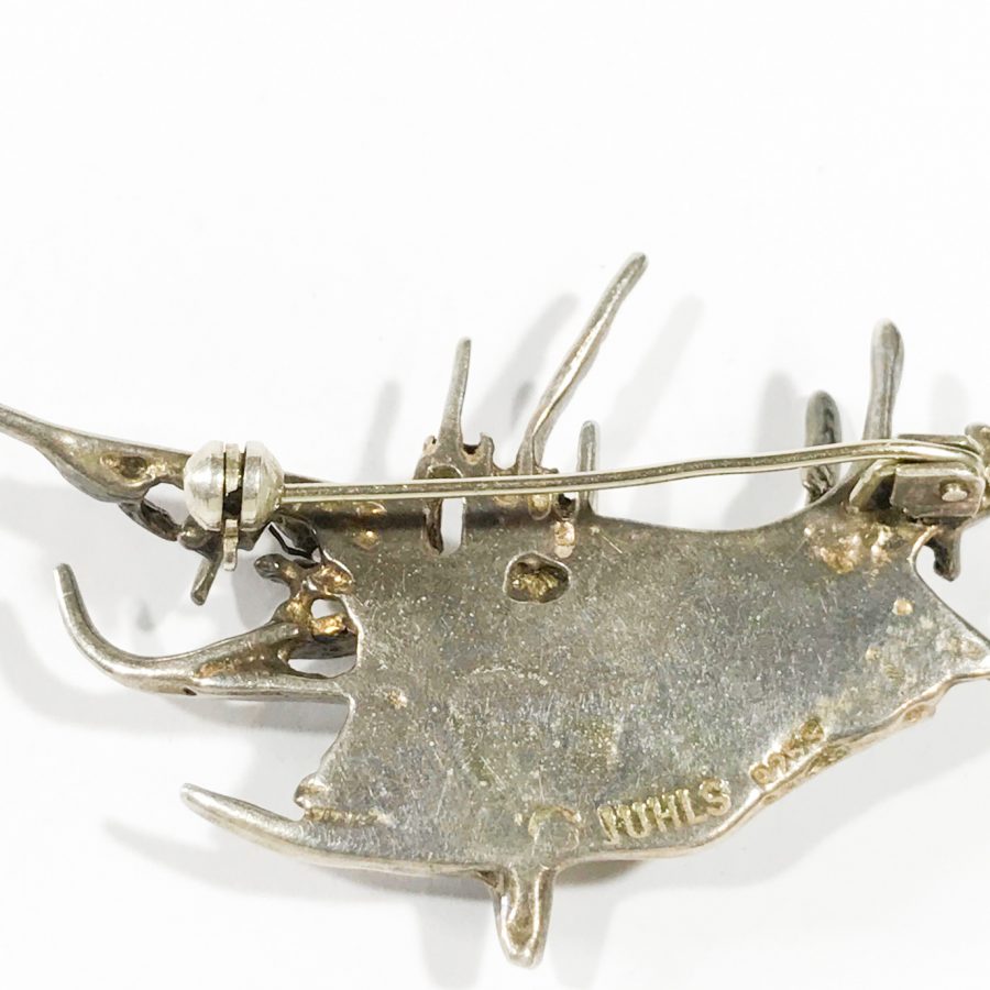 Juhls sterling silver modernist brooch detail