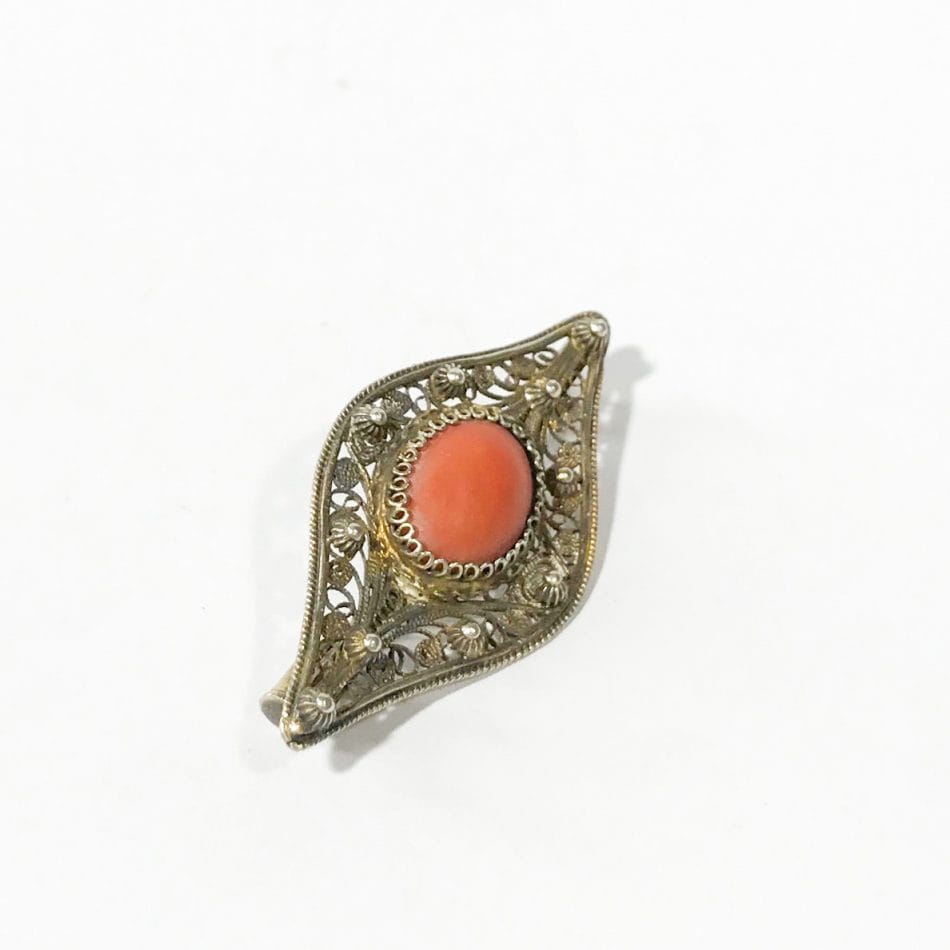 brooch years 20 filigree with coral