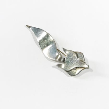 mexican solid silver fox shape brooch