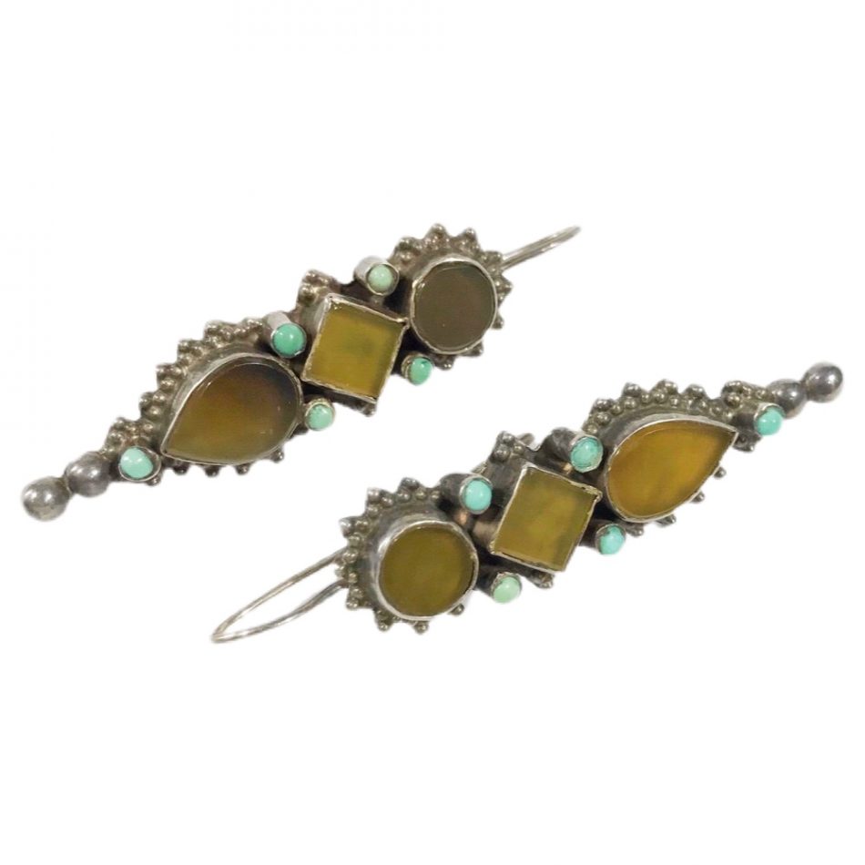 vintage silver and turquoise Indian earrings