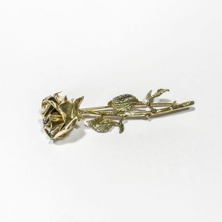 solid silver rose shape brooch