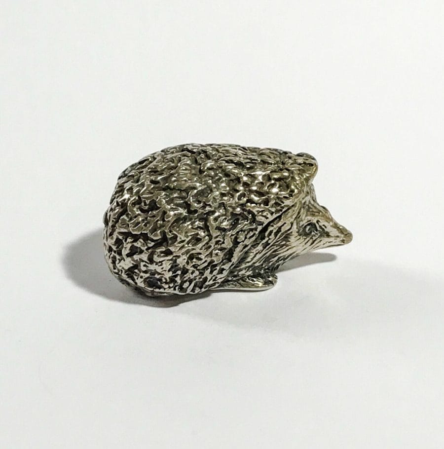 vintage Italian miniature hedgehog in silver signed Angini